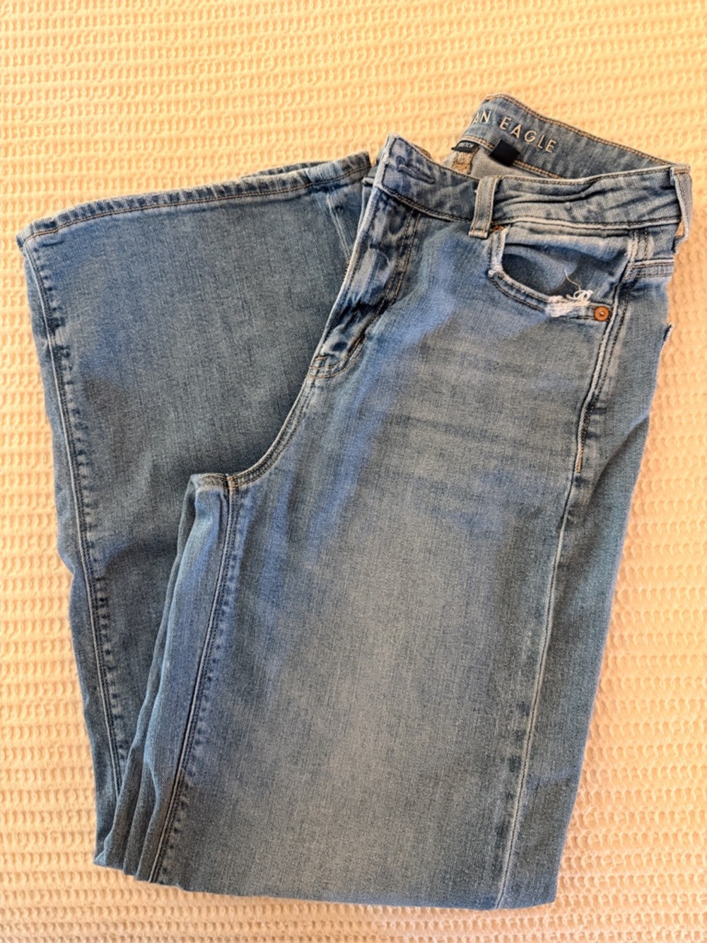 American Eagle Light Wash Super High Rise Baggy Wide Leg Jeans